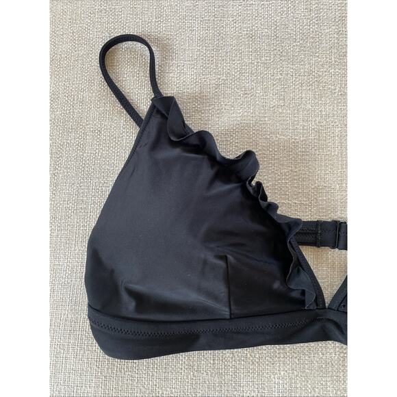 J Crew Bikini Swim Top Womens XL Black Ruffle Triangle Classic Swimsuit - Picture 3 of 9